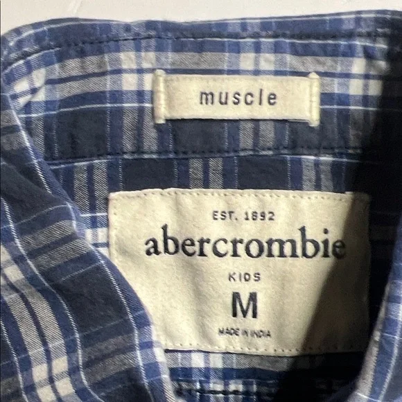 Abercrombie & Fitch Men's Navy Checkered Shirt - Picture 11 of 11